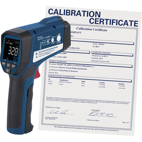 Professional Infrared Thermometer with Calibration Certificate, -26 - 1472° F ( -32 - 800° C ), 30:1, Adjustable Emmissivity Toolneeds Inc.