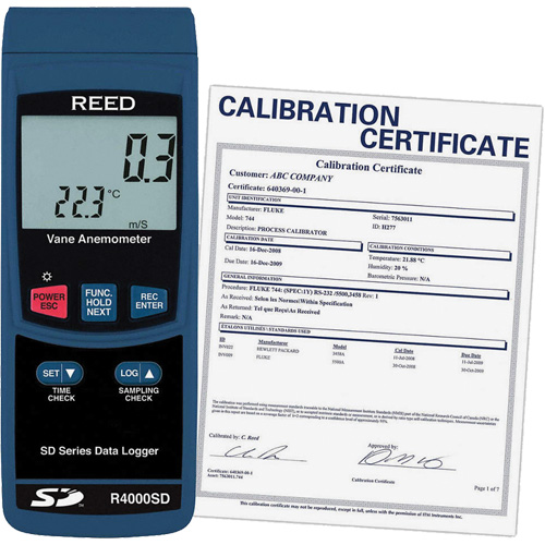 Thermo-an&eacute;mom&egrave;tre avec certificat ISO, Enregistrement des donn&eacute;es, Gamme de v&eacute;locit&eacute; d'air de 0,4 - 30 m/sec Toolneeds Inc.