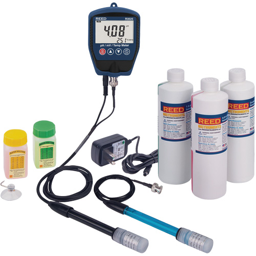 R3525 pH/mV Meter with ORP Electrode, pH/Conductivity Solutions & Power Adapter Kit Toolneeds Inc.