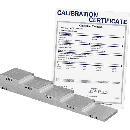 Bloc d'&eacute;talonnage de 5 &eacute;paisseurs avec certificat ISO Toolneeds Inc.