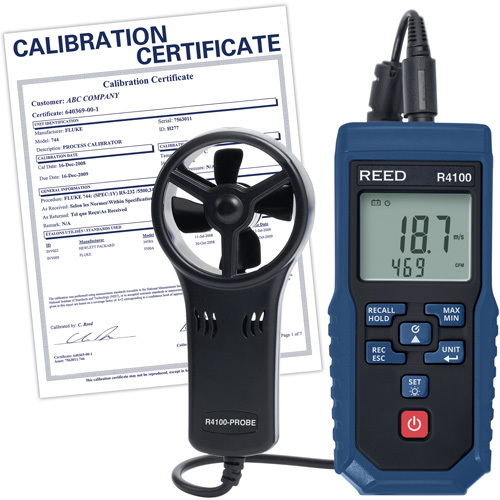 R4100 Vane Thermo-Anemometer with Air Volume with Calibration Certificate, Data Logging, 0.4 - 30 m/sec Air Velocity Range Toolneeds Inc.