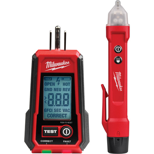 D&eacute;tecteur de tension avec DEL et testeur de prise DDFT, 50 V - 1000 V, Alerte Affichage & son Toolneeds Inc.