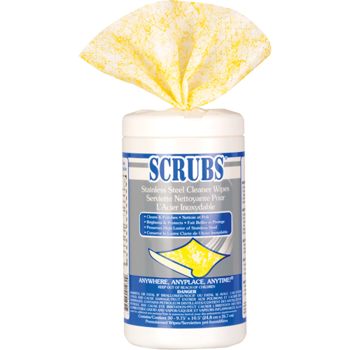 Stainless Steel Cleaner Wipes, 30 Wipes, 10-1/2" x 9-3/4" Toolneeds Inc.