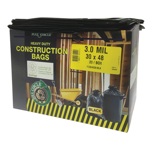 Sacs pour d&eacute;chets pour entrepreneurs, Fort, 30" la x 48" lo, 3 mils, Noir, Capacit&eacute; 113,56 L (30 gal.) Toolneeds Inc.
