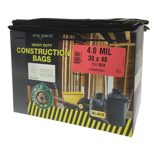 Contractor Liners, Strong, 30" W x 48" L, 4 mils, Black, 124.91 L (33 Gal.) Capacity Toolneeds Inc.