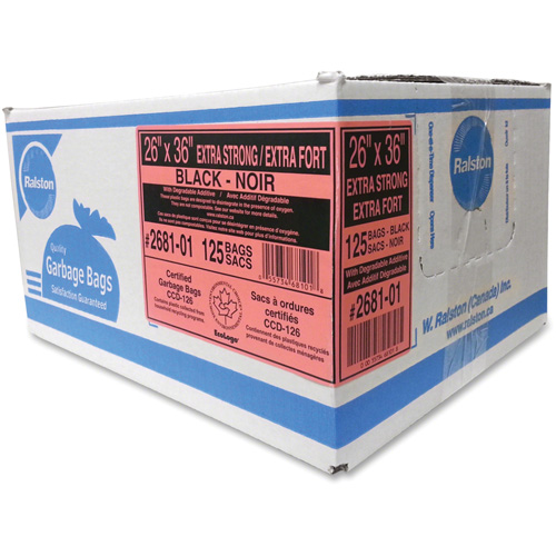 Sacs &agrave; d&eacute;chets de calibre industriel, T-Fort, 36" la x 26" lo, 1,17 mil, Noir Toolneeds Inc.