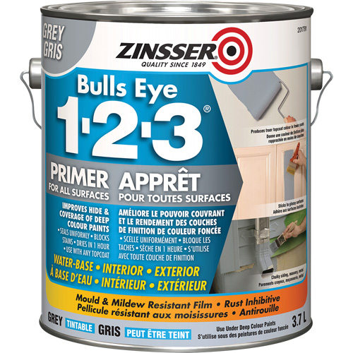 Bulls Eye 1-2-3&reg; Water-Base Primer, 3.78 L, Gallon, Grey Toolneeds Inc.