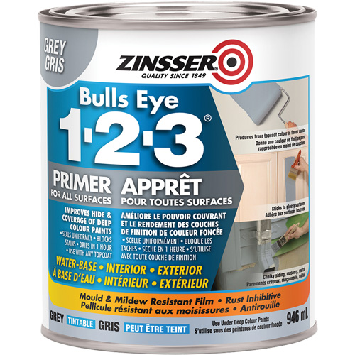 Bulls Eye 1-2-3&reg; Water-Base Primer, 946 ml, Can, Grey Toolneeds Inc.