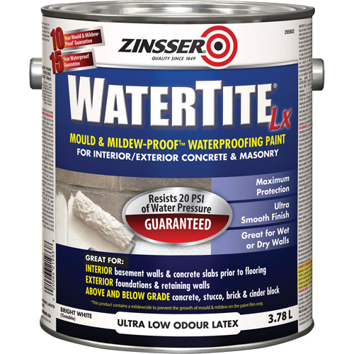 Peinture &agrave; l'&eacute;preuve de l'eau Mold & Mildew-Proof Watertite LX, 3,78 L, Gallon, Blanc Toolneeds Inc.