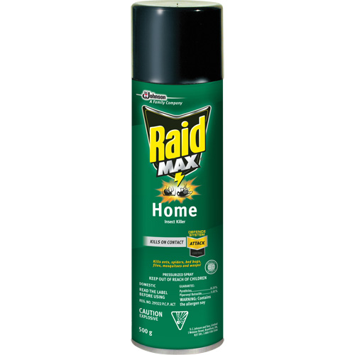 Raid&reg; Max&reg; Home Insect Killer Insecticide, 500 g, Aerosol Can, Solvent Base Toolneeds Inc.