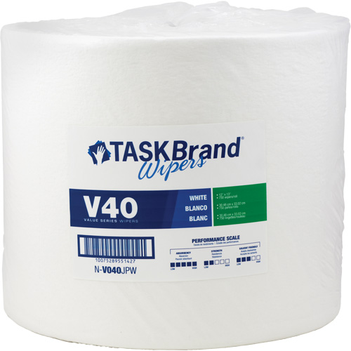 TaskBrand&reg; V40 Value Series Wipers, All-Purpose, 13" L x 12" W Toolneeds Inc.