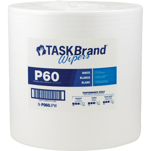 TaskBrand&reg; P60 Premium Series Wipers, All-Purpose, 13" L x 12" W Toolneeds Inc.