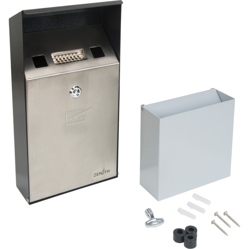 Cendrier, Montage mural, Acier inoxydable, Capacit&eacute; 1 Litre, Hauteur 11-4/5" Toolneeds Inc.