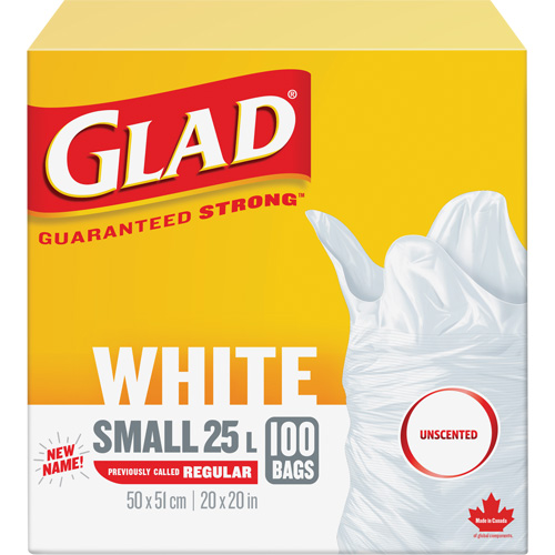 Small 25L Unscented Garbage Bags, Regular, 20" W x 20" L, White Toolneeds Inc.