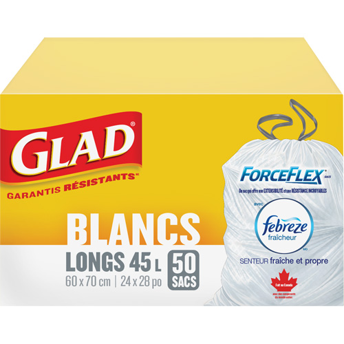 Tall 45L Febreze Garbage Bags, Regular, 24" W x 28" L, White Toolneeds Inc.