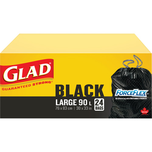 90L Garbage Bags, Regular, 30" W x 33" L, Black Toolneeds Inc.