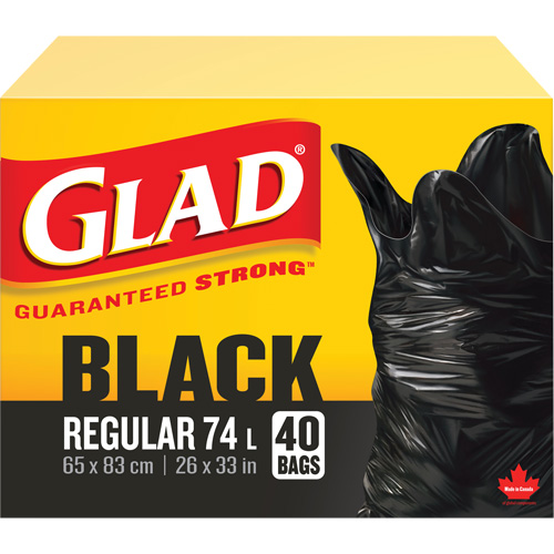 74L Garbage Bags, Regular, 26" W x 33" L, Black Toolneeds Inc.