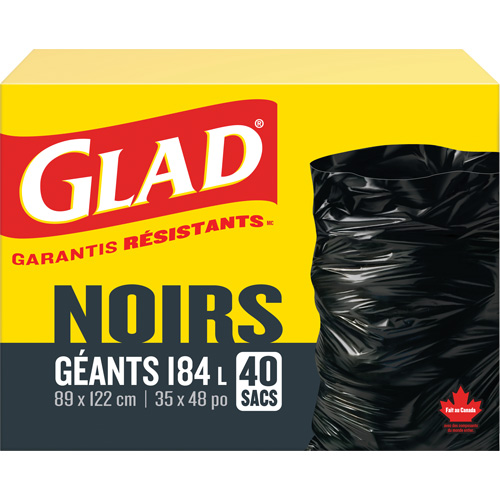 184L Garbage Bags, Regular, 35" W x 48" L, Black Toolneeds Inc.