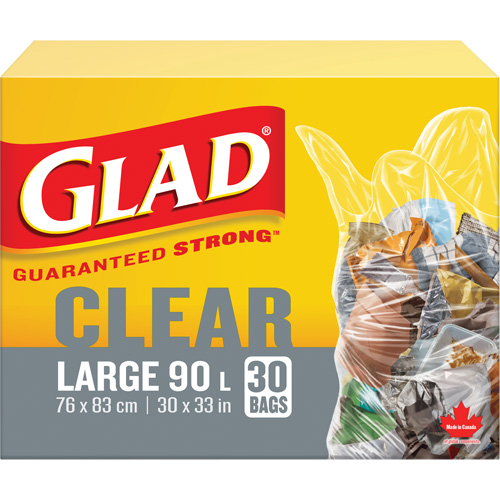 90L Garbage Bags, Regular, 30" W x 33" L, Clear Toolneeds Inc.