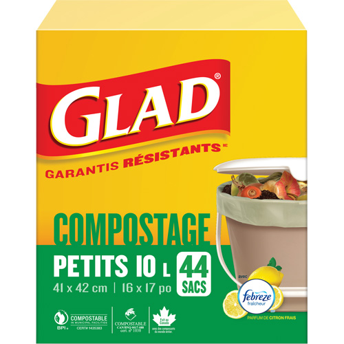 Small Compostable Bags, Regular, 17" L x 16" W, Brown, 10 L (3 Gal.) Capacity Toolneeds Inc.