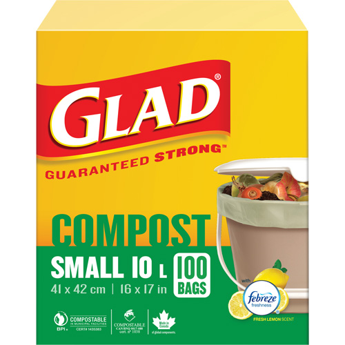 Small Compostable Bags, Regular, 17" L x 16" W, Brown, 10 L (3 Gal.) Capacity Toolneeds Inc.