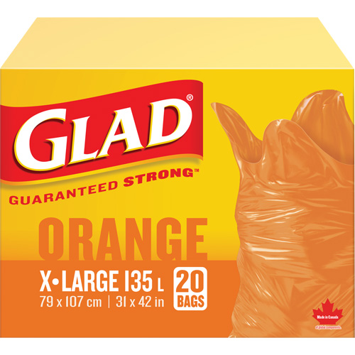 135L Garbage Bags, Regular, 31" W x 42" L, Orange Toolneeds Inc.