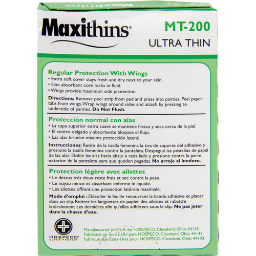 Serviettes Maxi Maxithins ultra minces avec ailes Toolneeds Inc.