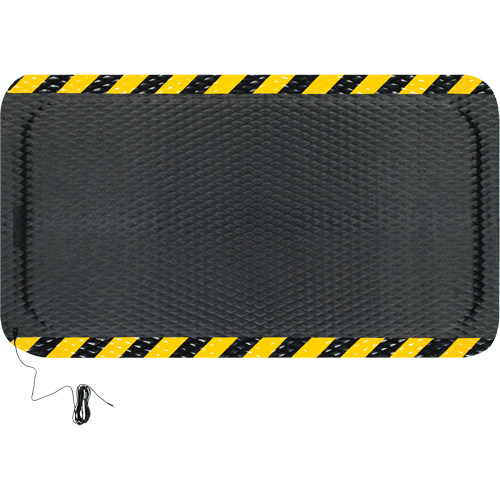 Tapis conductible Hog Heaven, 3' la x 5' lo, 5/8" &eacute;paisseur, Noir/Jaune, Nitrile Toolneeds Inc.