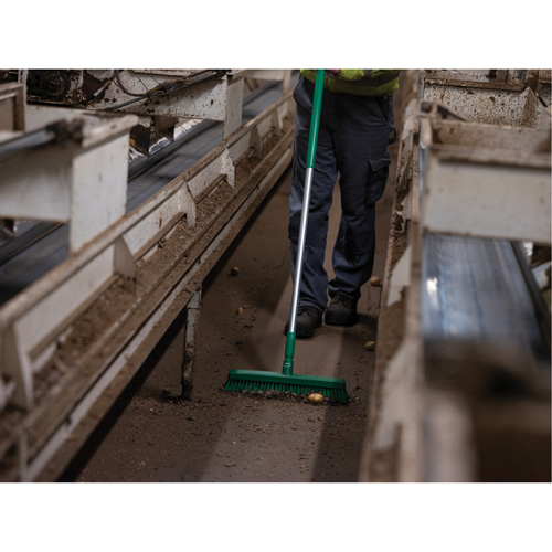 Push Broom Head, Fine/Stiff Bristles, 16-1/2", Polyester/Polypropylene, Green Toolneeds Inc.