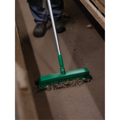 Push Broom Head, Fine/Stiff Bristles, 16-1/2", Polyester/Polypropylene, Green Toolneeds Inc.