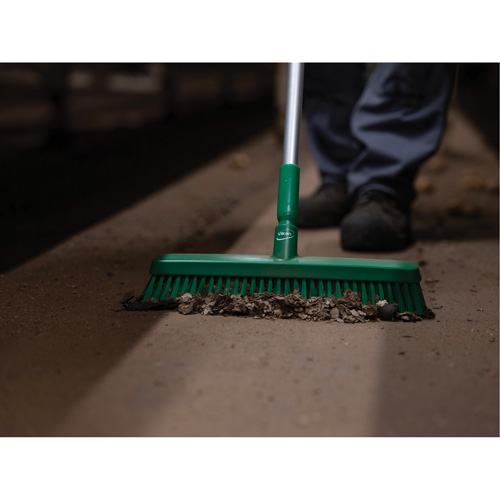 Push Broom Head, Fine/Stiff Bristles, 16-1/2", Polyester/Polypropylene, Green Toolneeds Inc.