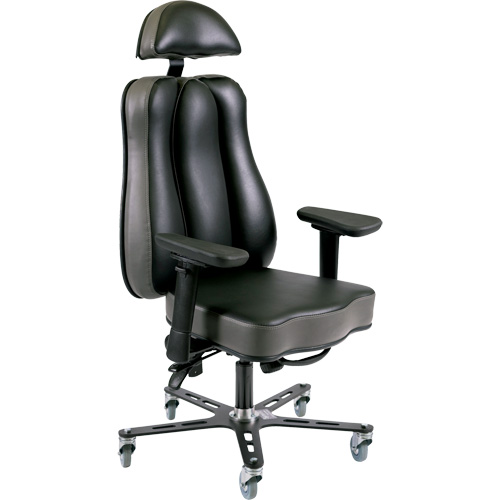 Chaise ergonomique 24 h Synergo II, Vinyle, Noir/gris, Capacit&eacute; 350 lb Toolneeds Inc.