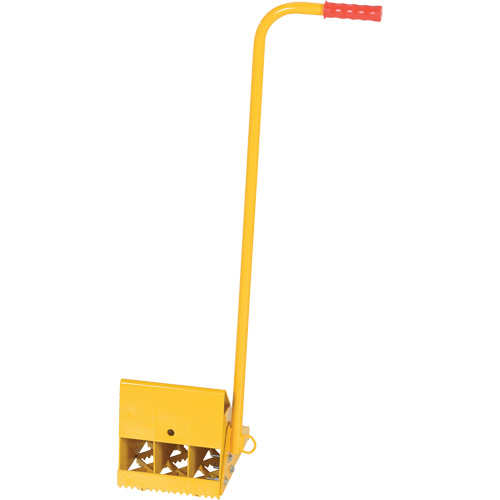 Cale de roue avec poign&eacute;e ergonomique, Acier, Jaune, 8" la x 10-3/4" p x 9-1/8" h Toolneeds Inc.