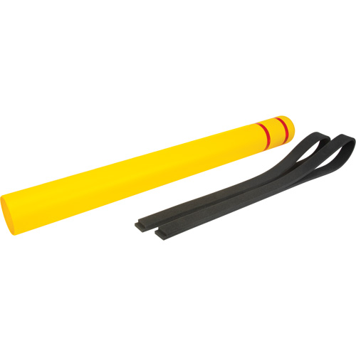 Capuchon en poly&eacute;thyl&egrave;ne pour borne de protection, 4-1/2" dia. x 52" l, Rouge/Jaune Toolneeds Inc.