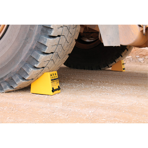 Checkers Safety Heavy-Duty Ultra Class Mining Wheel Chock, HDPE, Yellow, 14-1/2" W x 17-1/2" D x 16" H Toolneeds Inc.