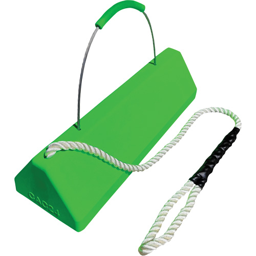 Checkers Safety SafeRay  Aircraft Wheel Chock with Loop Rope Cable Handle, Urethane, Fluorescent Green, 24" W x 8" D x 6" H Toolneeds Inc.