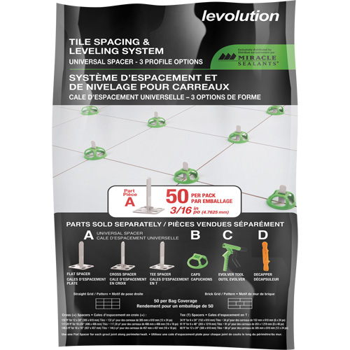 Cales d'espacement universelles Miracle Sealants Levolution Toolneeds Inc.