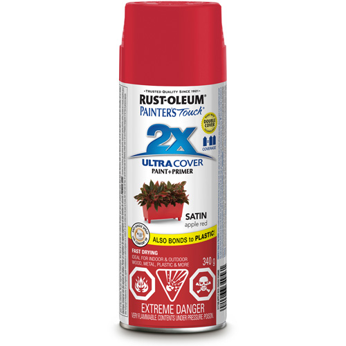 Painter's Touch&reg; Ultra Cover Paint, Apple Red, Satin, Aerosol Can Toolneeds Inc.