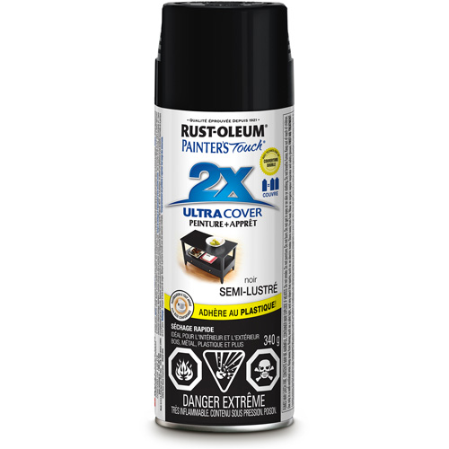 Peinture &agrave; pouvoir couvrant &eacute;lev&eacute; Painter's Touch, Noir, Semi-brillant, Canette a&eacute;rosol Toolneeds Inc.