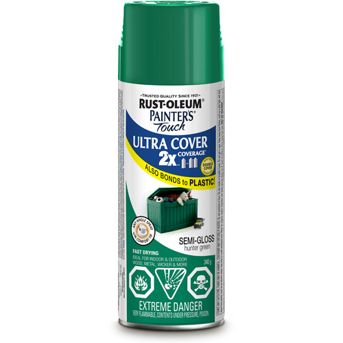 Peinture &agrave; pouvoir couvrant &eacute;lev&eacute; Painter's Touch, Vert chasseur, Semi-brillant, Canette a&eacute;rosol Toolneeds Inc.