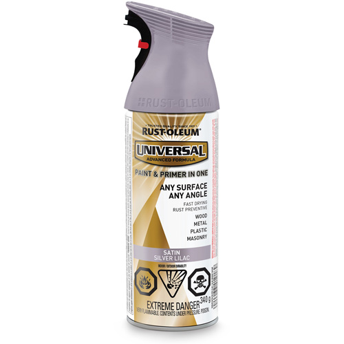 Universal&reg; Enamel Paint & Primer In One, Silver Lilac Purple, Satin, Aerosol Can Toolneeds Inc.