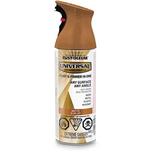 Universal&reg; Enamel Paint & Primer In One, Burlap Brown, Matte, Aerosol Can Toolneeds Inc.