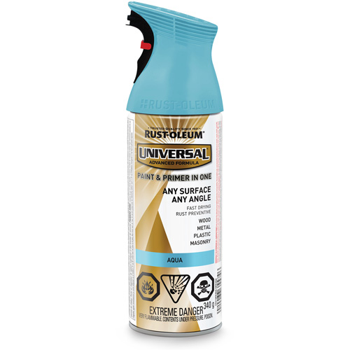 Universal&reg; Enamel Paint & Primer In One, Aqua Blue, Satin, Aerosol Can Toolneeds Inc.