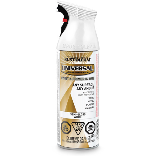 Universal&reg; Enamel Paint & Primer In One, White, Semi-Gloss, Aerosol Can Toolneeds Inc.