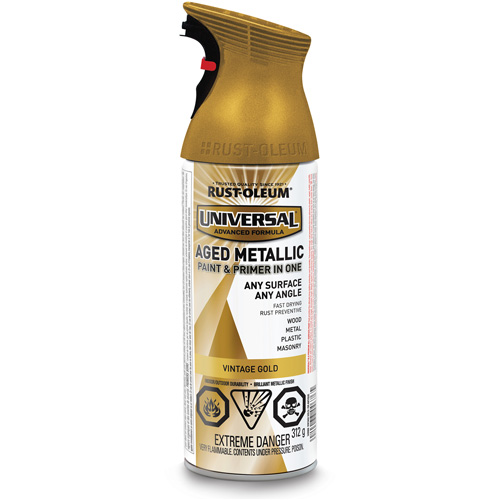 Peinture &agrave; pulv&eacute;riser dapparence vieillie Universal, Or vieilli, M&eacute;tallique, Canette a&eacute;rosol Toolneeds Inc.