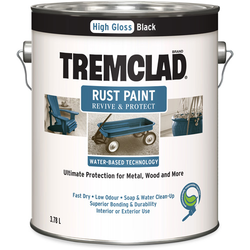 Peinture antirouille &agrave; base d'eau Tremclad, 3,78 L, Gallon, Noir Toolneeds Inc.