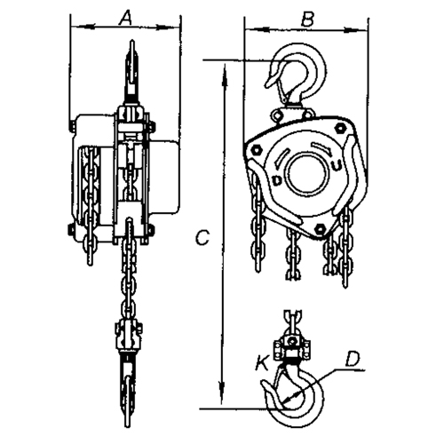 Palan &agrave; chaîne, Lev&eacute;e 10', Capacit&eacute; 1000 lb, Chaîne Acier alli&eacute; Toolneeds Inc.