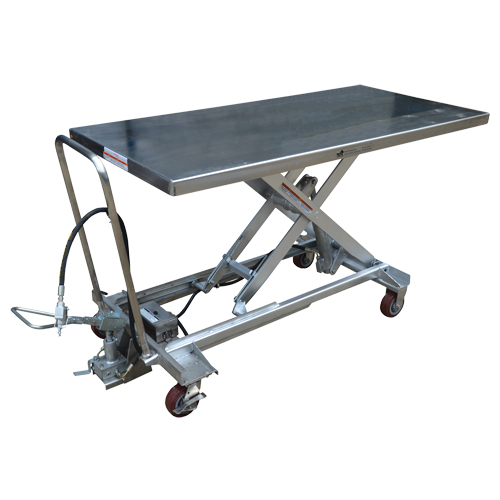 Table &eacute;l&eacute;vatrice &agrave; ciseaux hydraulique pneumatique, Acier inoxydable, 63" lo x 31-1/2" la, Cap. 1000 lb Toolneeds Inc.