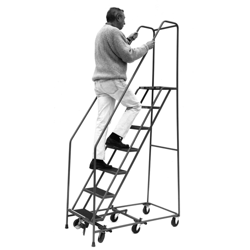 &eacute;chelles Pivotantes A/Roulettes Au Centre, 7 marches, Largeur de la marche 16", Hauteur de la plateforme 70", Acier Toolneeds Inc.