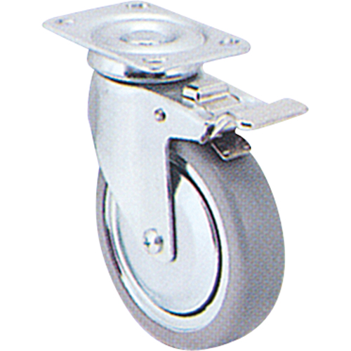 Zinc Plated Caster, Swivel with Brake, 3" (76 mm), Polyolefin, 180 lbs. (82 kg.) Toolneeds Inc.
